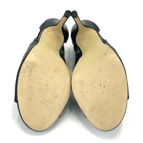 Tahari Lilith Black Stiletto Heels Sz 8.5 Open Toe Leather Laser Cut-Out Accent - Picture 7 of 15